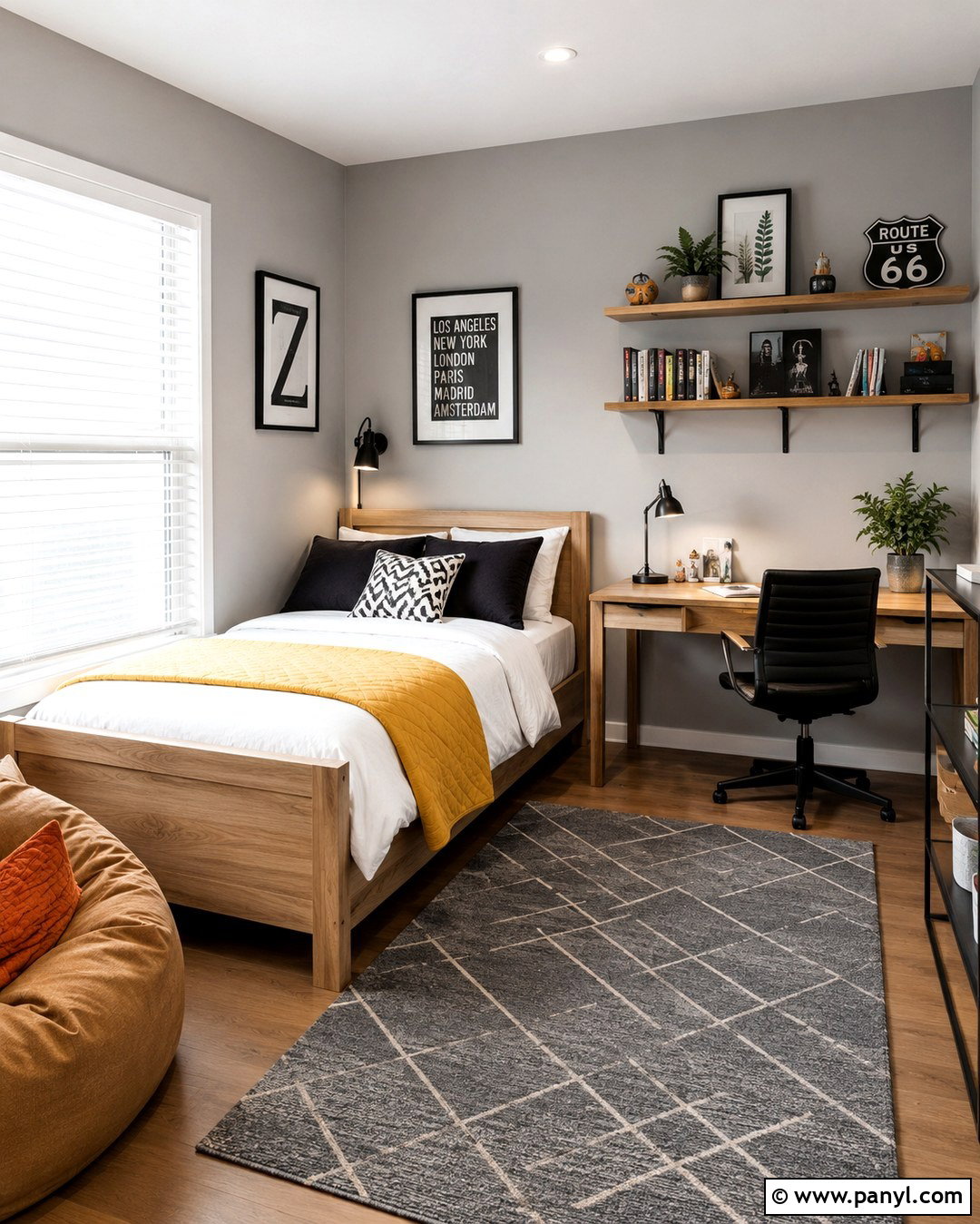 Dove Gray Teen Bedroom With Mustard Yellow - 20 Dove Gray Walls