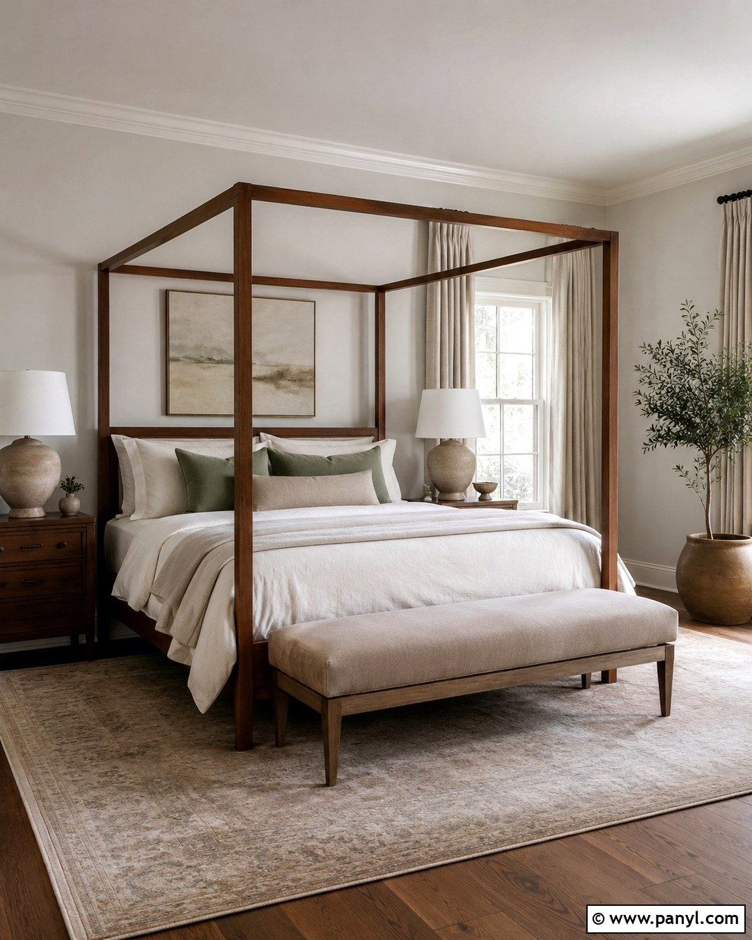 Dove Wing Primary Bedroom Walls - 20 Benjamin Moore White Walls