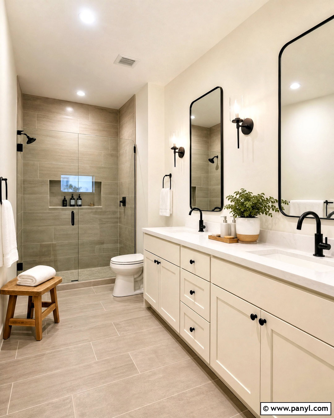 Dover White Bathroom With Matte Black Fixtures - 20 dove white sherwin williams ideas