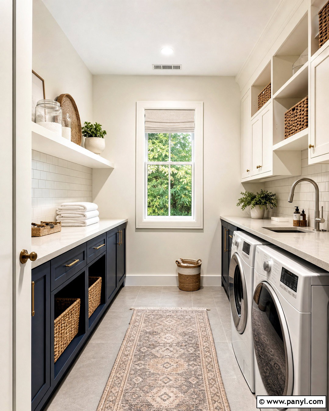 Dover White Laundry Room With Navy Cabinets - 20 dove white sherwin williams ideas