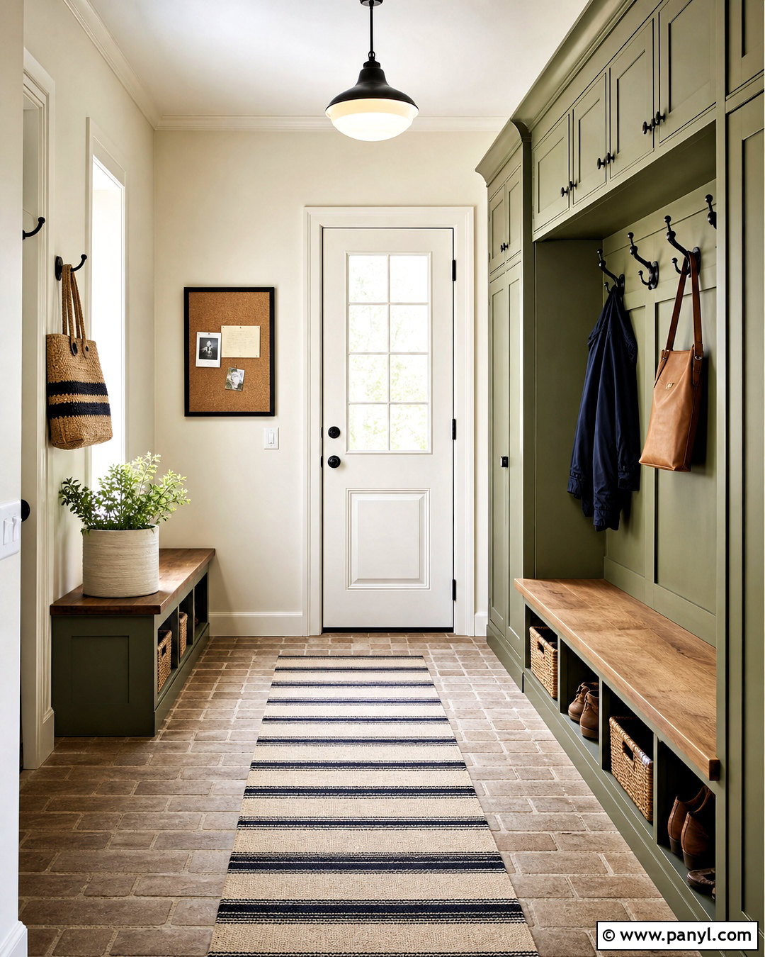 Dover White Mudroom With Olive Green Storage - 20 dove white sherwin williams ideas