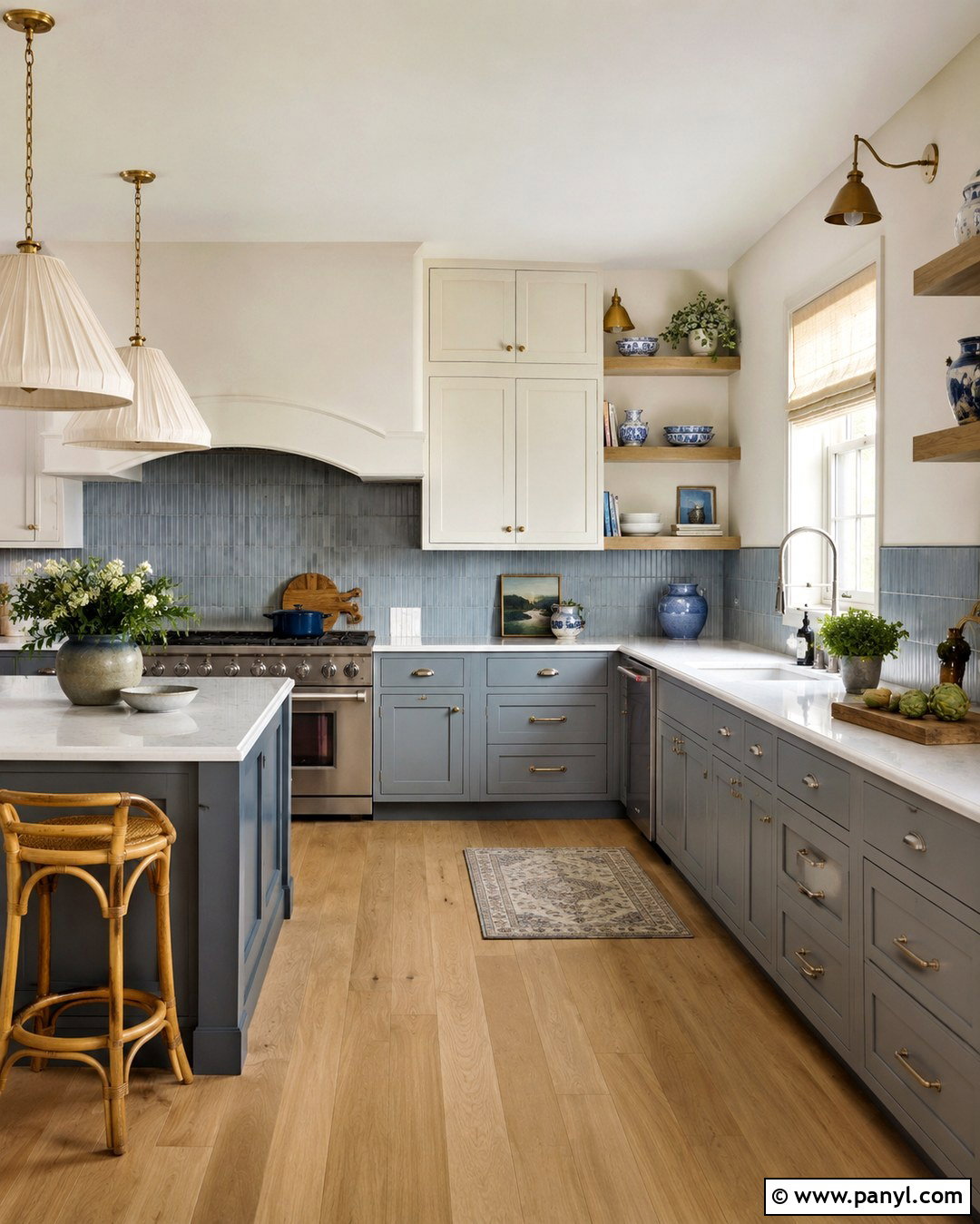 Dover White Walls With Dusty Blue Cabinets - 20 dover white kitchen walls