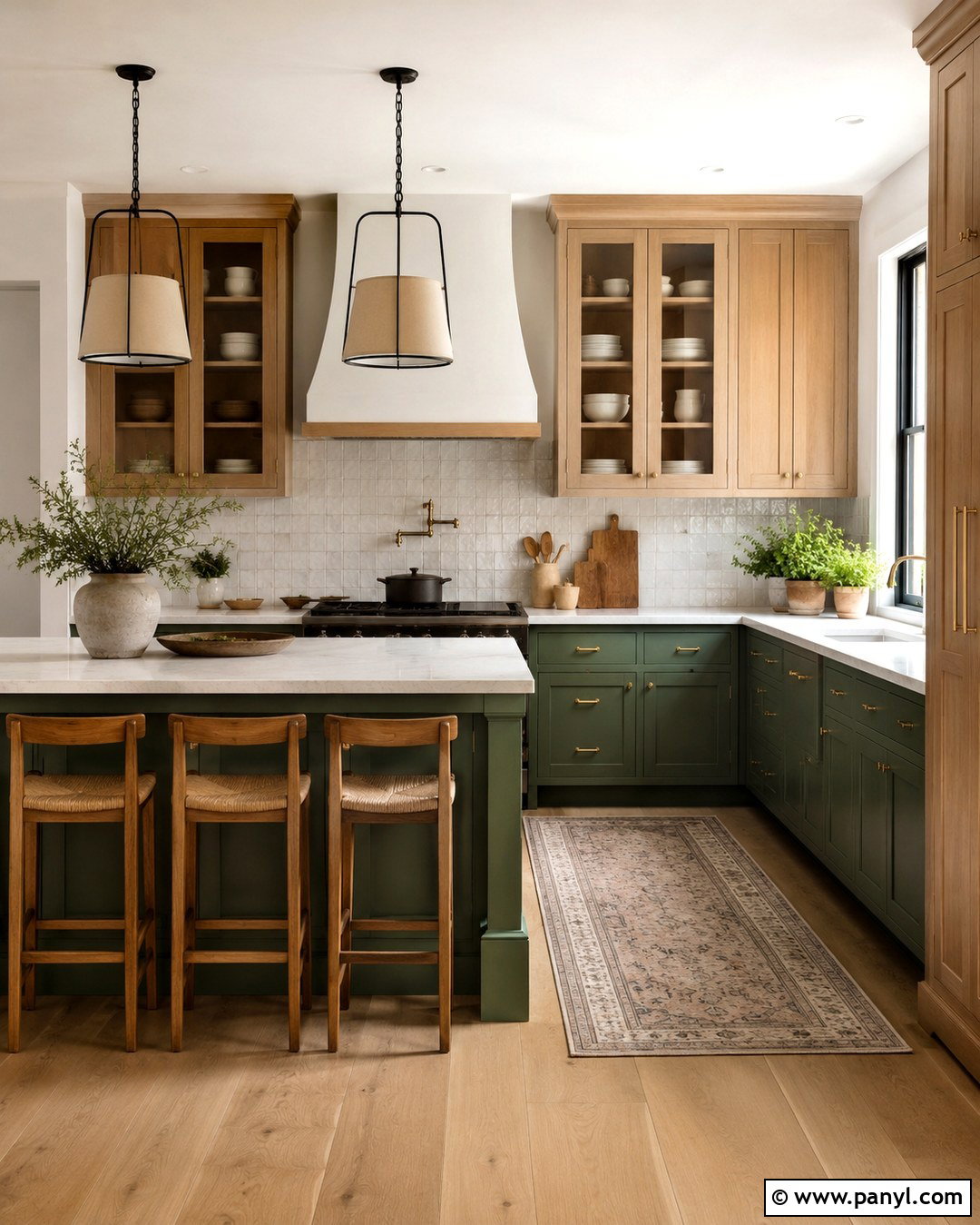 Dover White Walls With Green And Oak Cabinets - 20 dover white kitchen walls