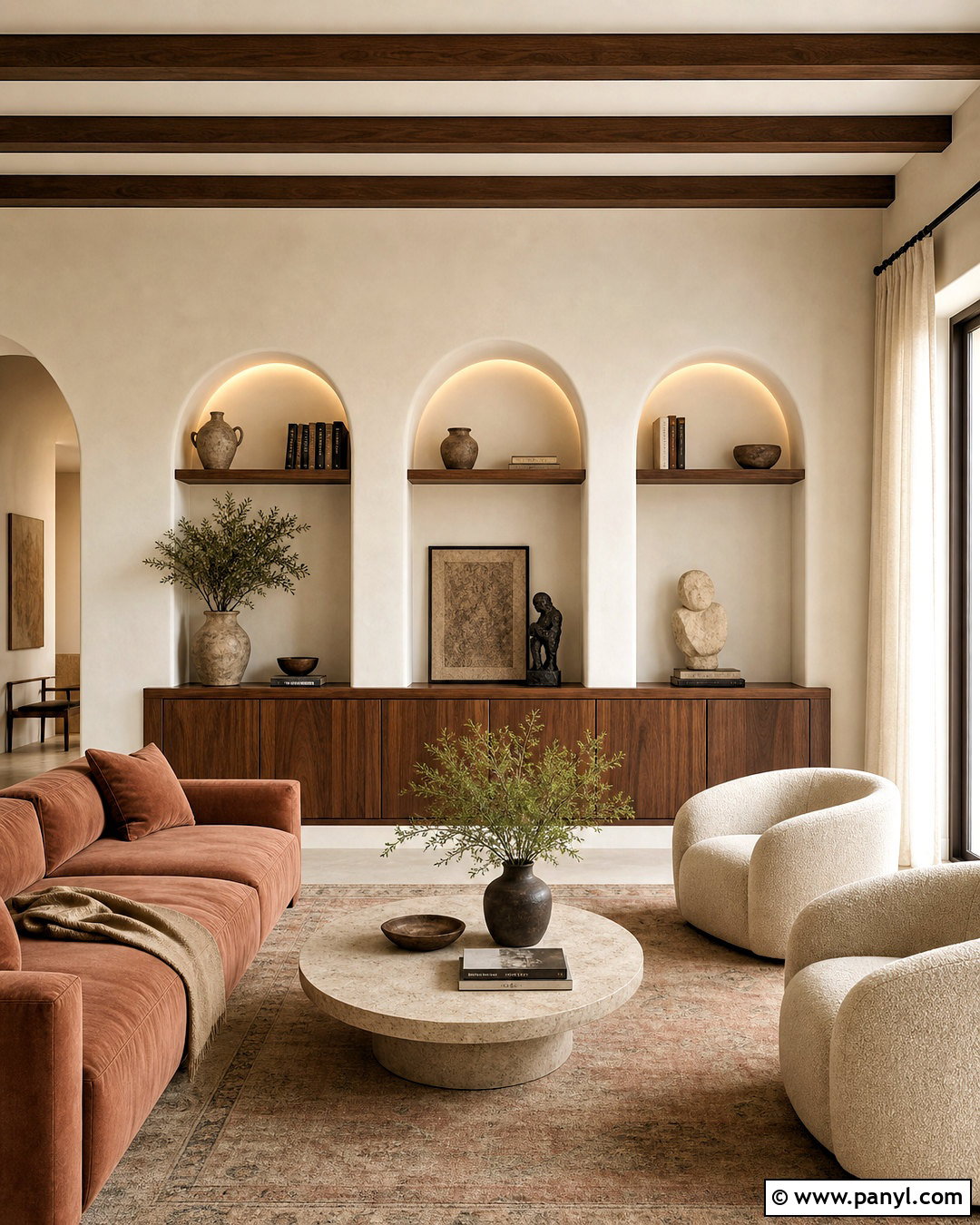 Drawing Room Back Wall With Arched Niches - 20 drawing room back wall design ideas