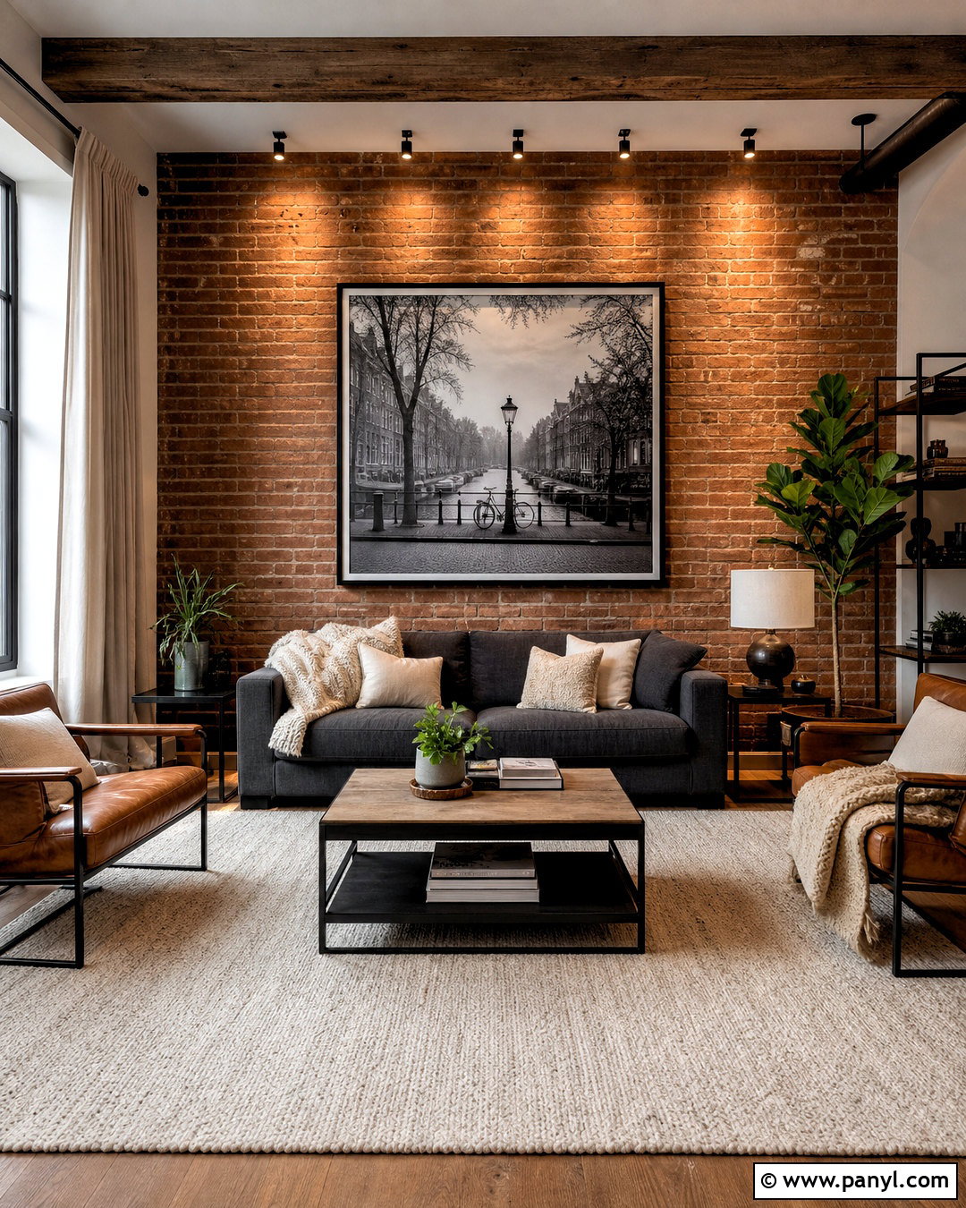 Drawing Room Back Wall With Brick Finish - 20 drawing room back wall design ideas