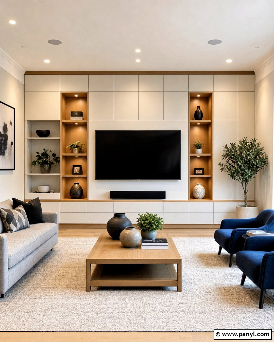 Drawing Room Back Wall With Built-In Cabinets - 20 drawing room back wall design ideas