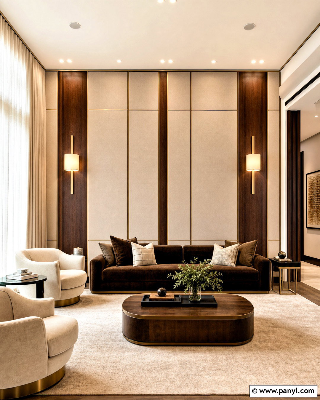 Drawing Room Back Wall With Fabric Panels - 20 drawing room back wall design ideas