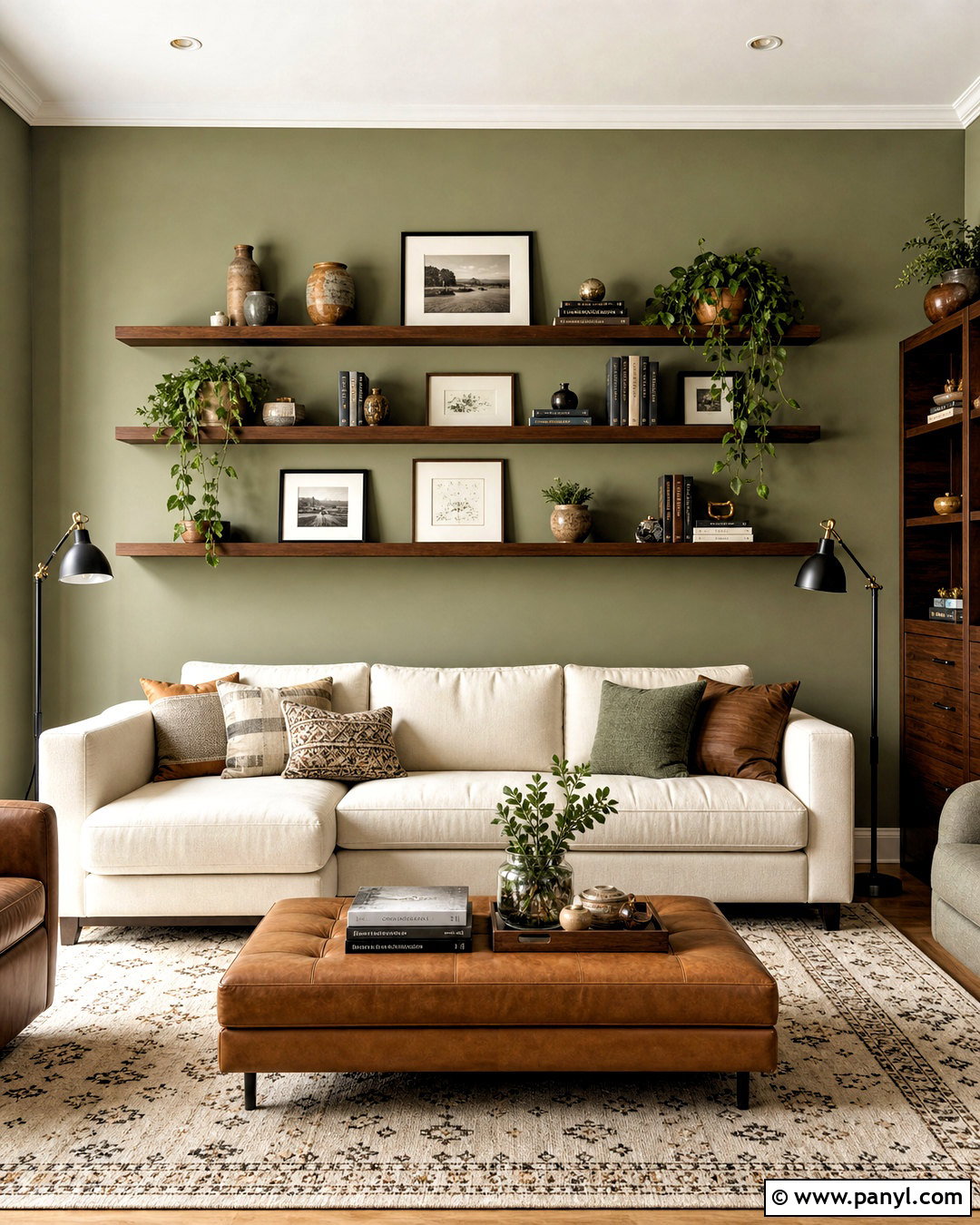 Drawing Room Back Wall With Floating Shelves - 20 drawing room back wall design ideas