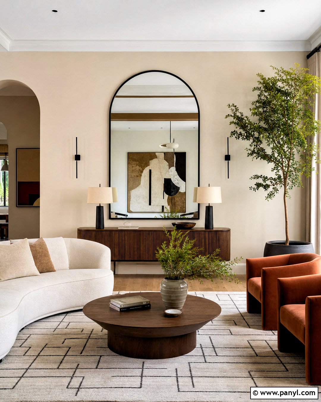 Drawing Room Back Wall With Large Mirror - 20 drawing room back wall design ideas