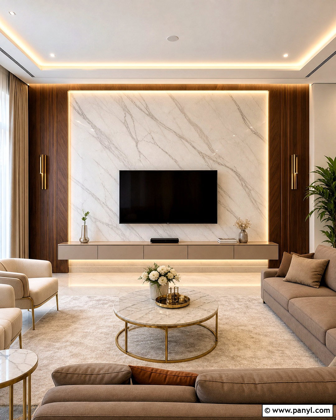 Drawing Room Back Wall With Marble Panel - 20 drawing room back wall design ideas