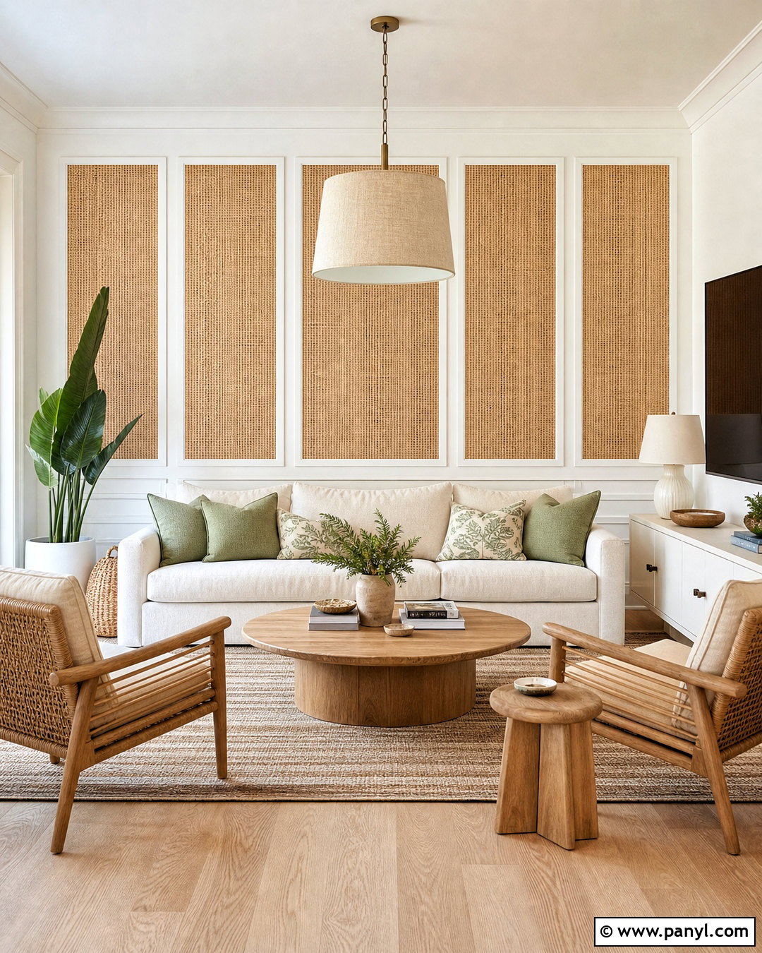 Drawing Room Back Wall With Rattan Panels - 20 drawing room back wall design ideas