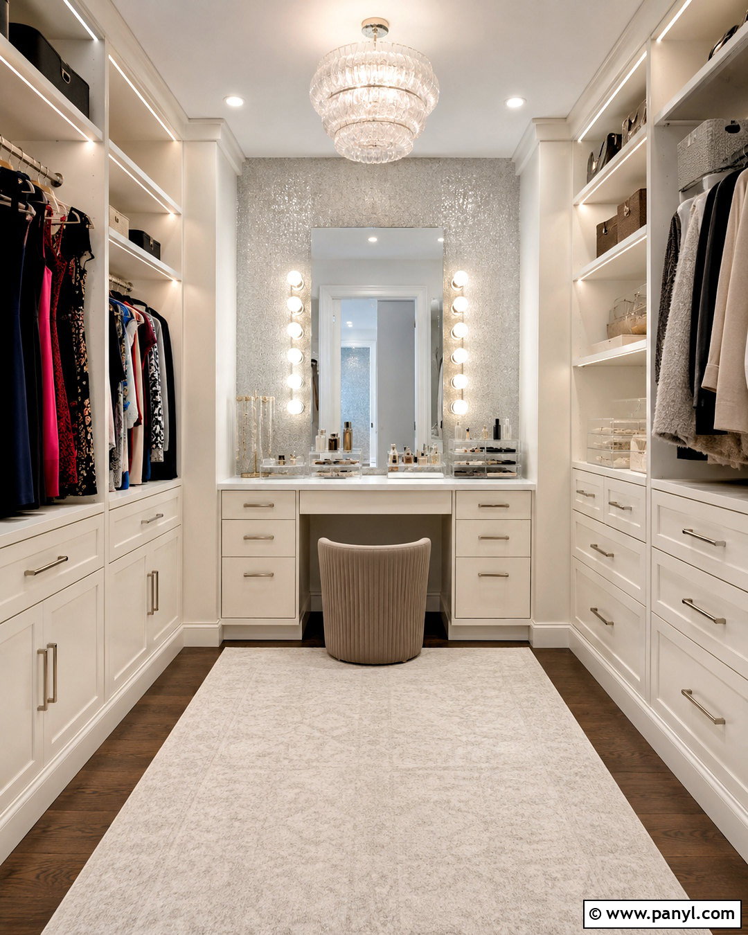Dressing Room Silver Shimmer Wall - 35 silver shimmer wall ideas