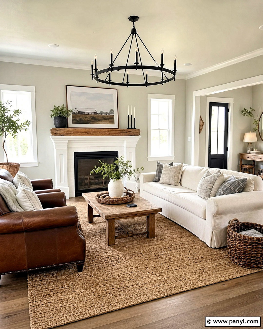 Drift of Mist Farmhouse Living Room - 20 sw drift of mist walls