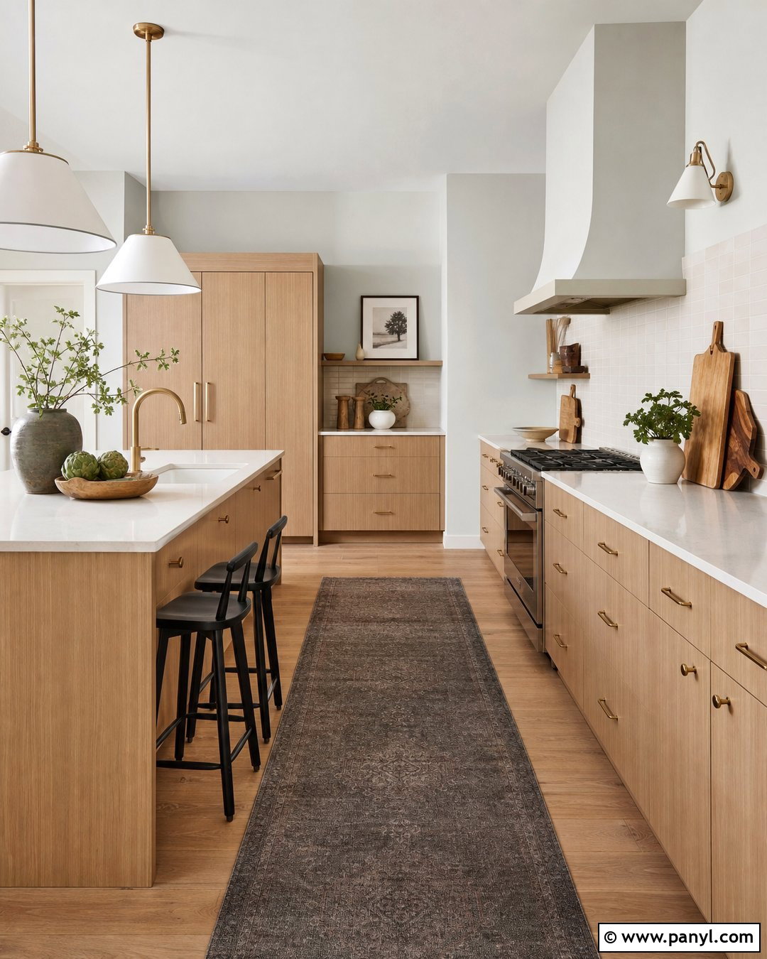 Drift of Mist Kitchen Walls With Oak Cabinets - 30 sherwin williams drift of mist walls