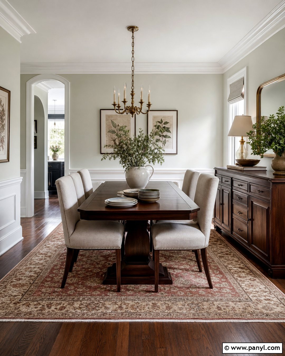 Drift of Mist Walls With Dark Wood - 30 sherwin williams drift of mist walls