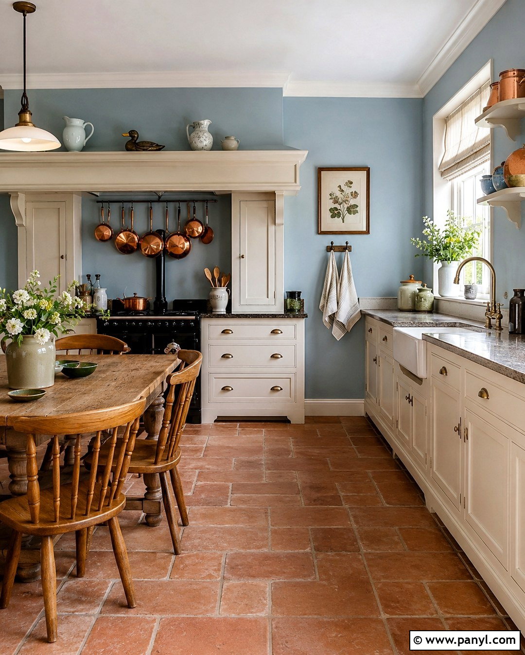 Duck Egg Blue Kitchen Walls With Cream Cabinets - 20 Country Blue Kitchen Walls