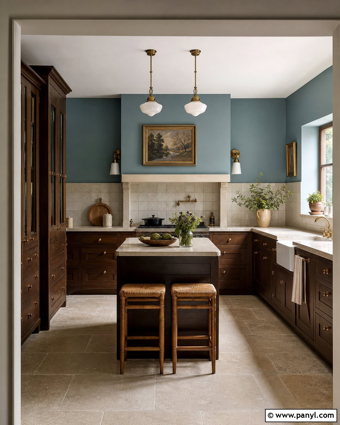 Duck Egg Blue Kitchen Walls With Dark Wood Cabinets - 20 Blue Kitchen Walls With Dark Cabinets