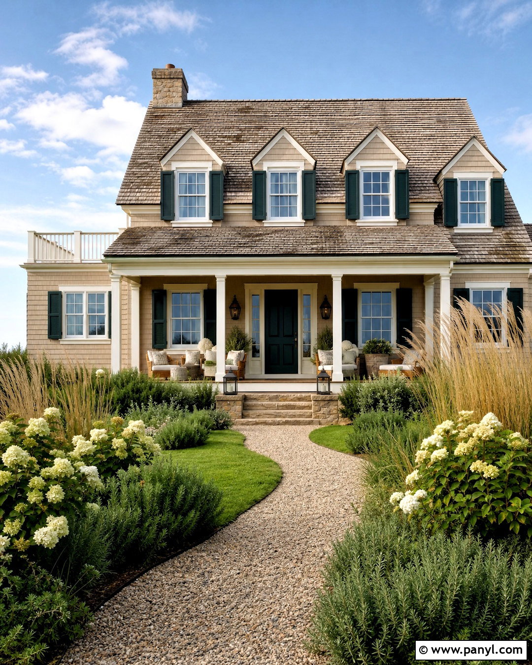 Dune Tan Beach House Exterior With Dark Green Accents - 20 beach house exterior paint colors