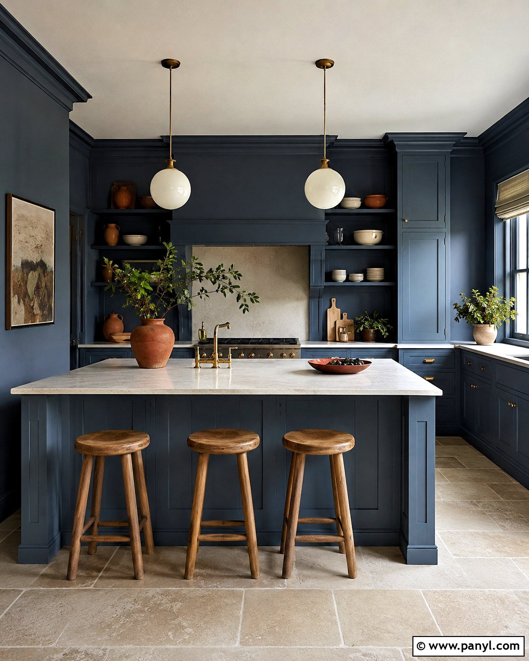 Dusk Blue Color Drenched Kitchen - 20 dusk blue kitchen ideas