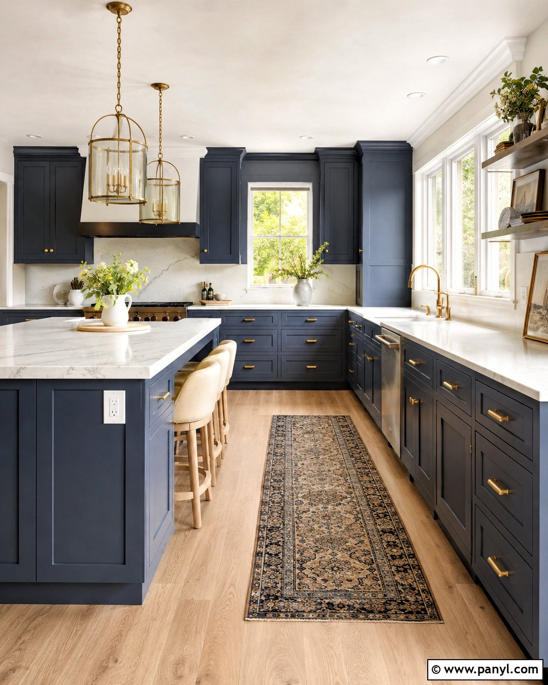Dusk Blue Kitchen With Brass Hardware - 20 dusk blue kitchen ideas