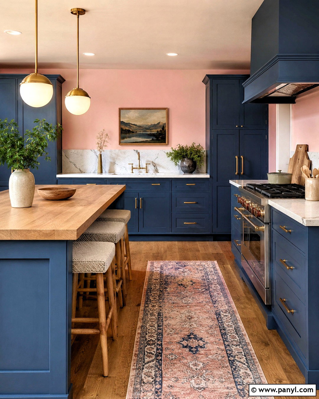 Dusk Blue Kitchen With Soft Pink Walls - 20 dusk blue kitchen ideas