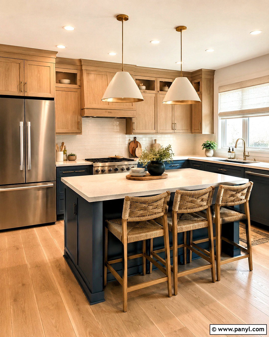 Dusk Blue Kitchen With Warm Oak Cabinets - 20 dusk blue kitchen ideas