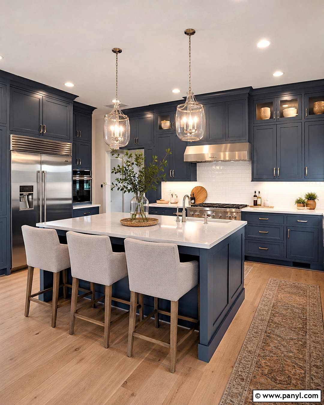 Dusk Blue Kitchen With White Quartz - 20 dusk blue kitchen ideas