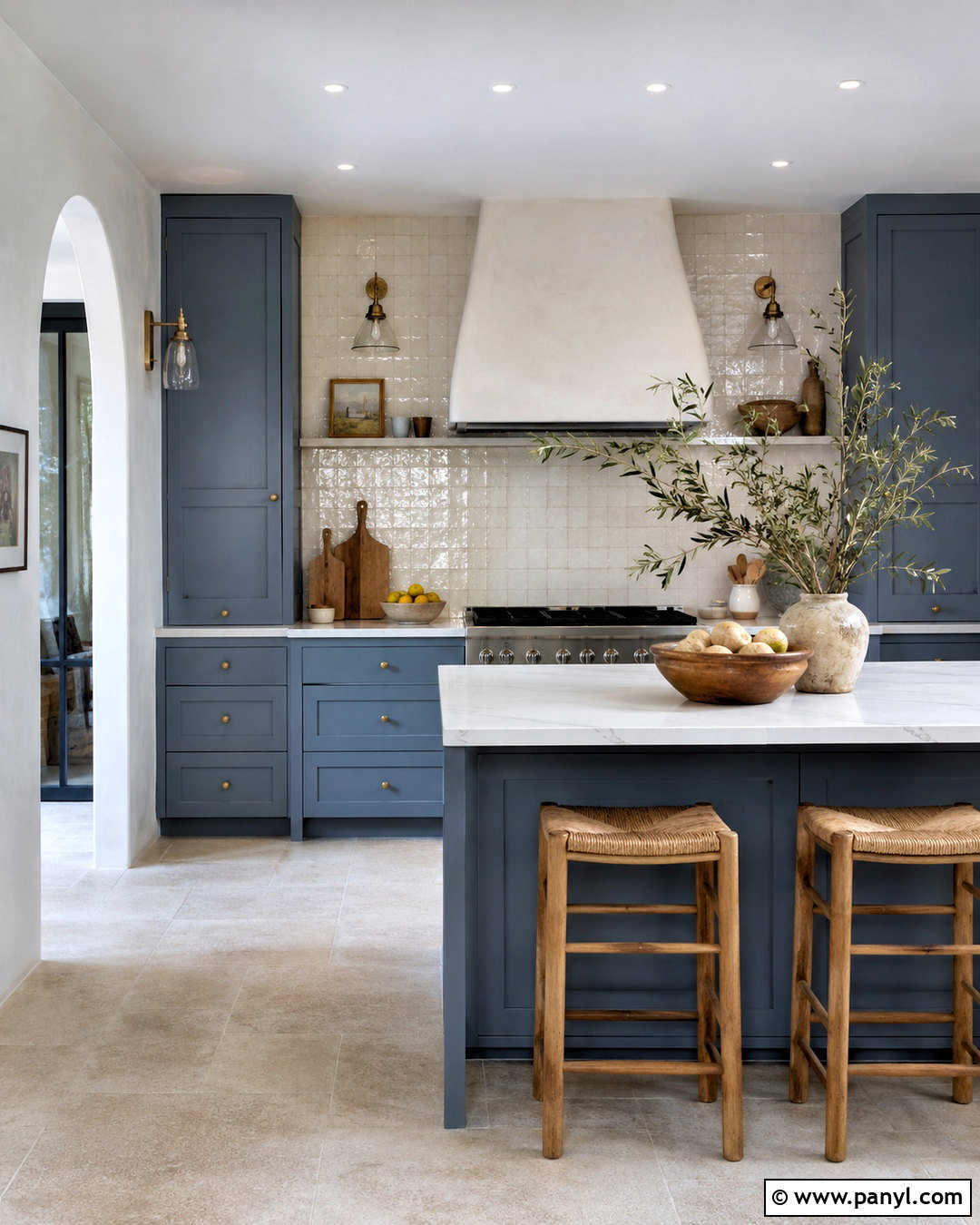 Dusk Blue Kitchen With Zellige Tile - 20 dusk blue kitchen ideas