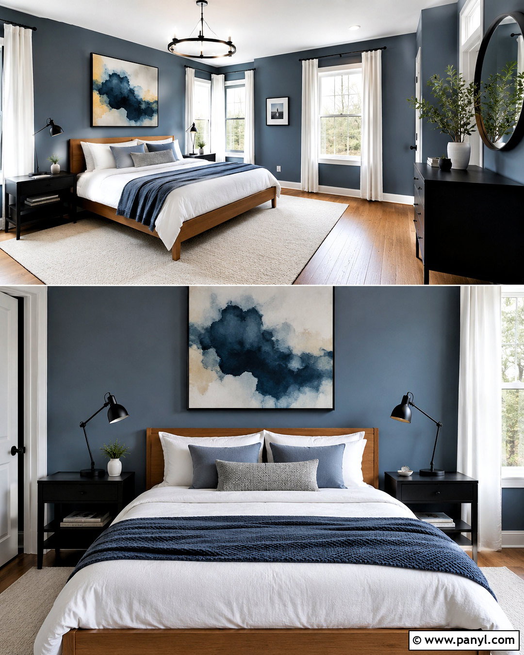Dusky Blue Bedroom With Black Accents - 20 dusky blue bedroom ideas