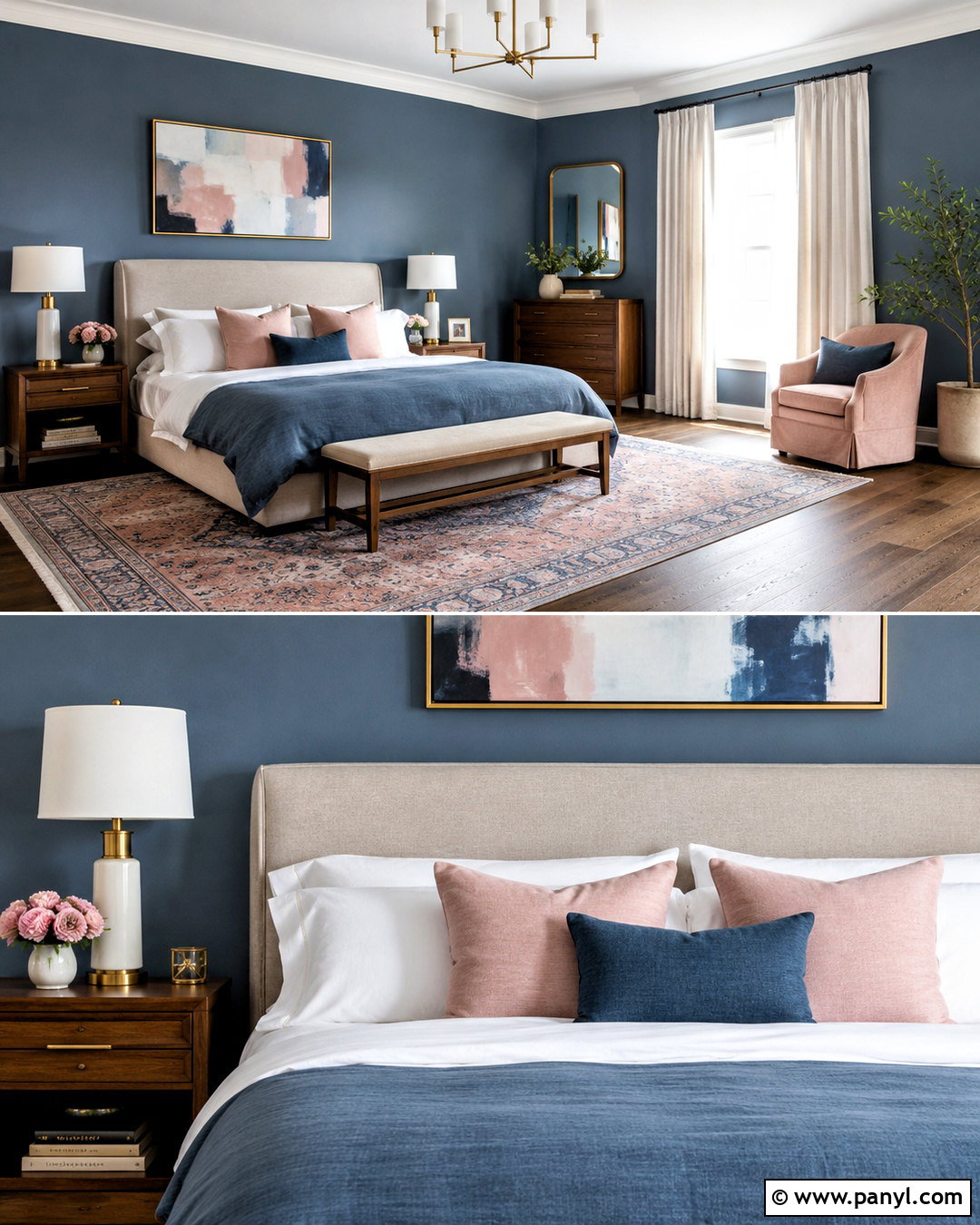 Dusky Blue Bedroom With Blush Pink - 20 dusky blue bedroom ideas