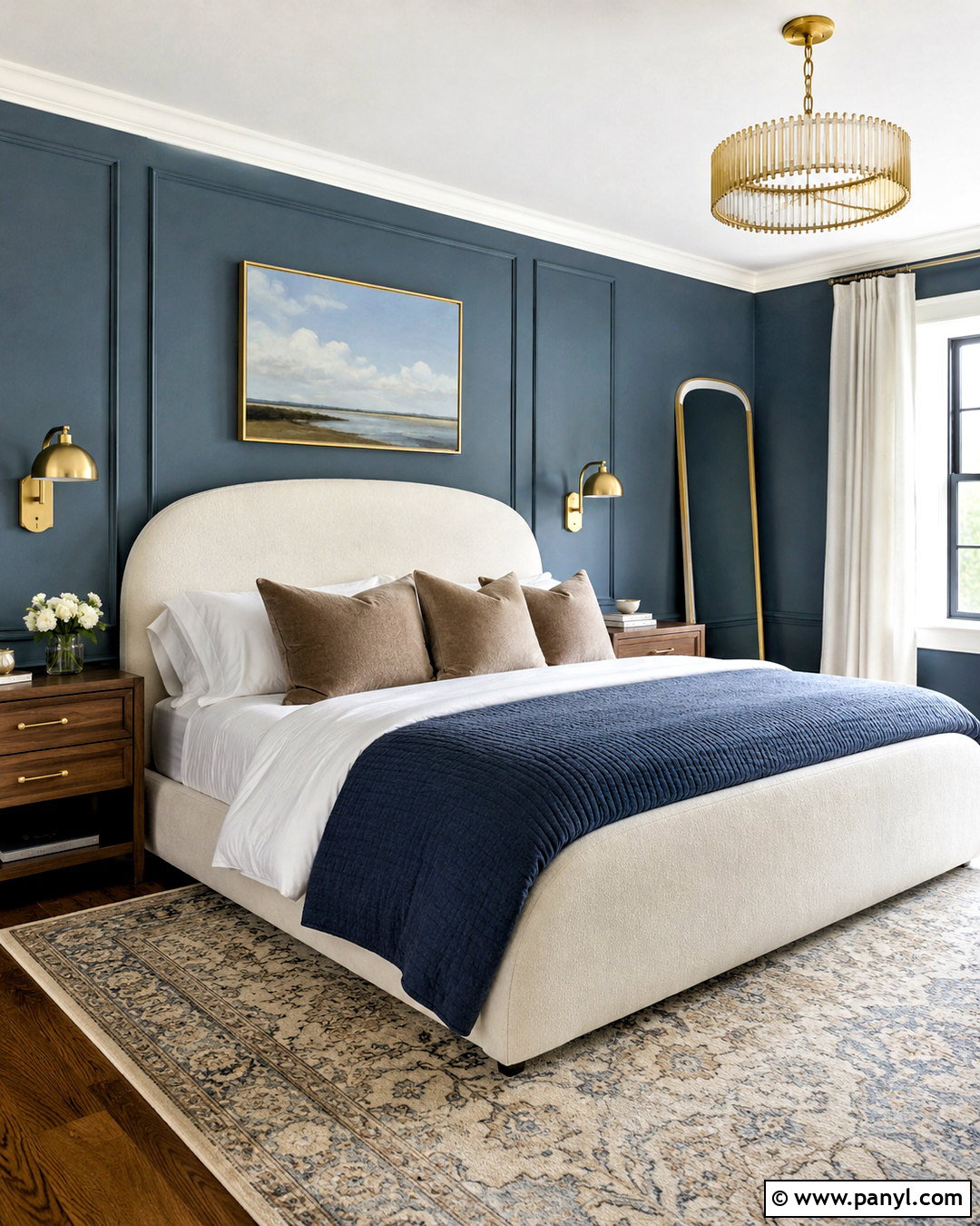 Dusky Blue Bedroom With Brass Accents - 20 dusky blue bedroom ideas