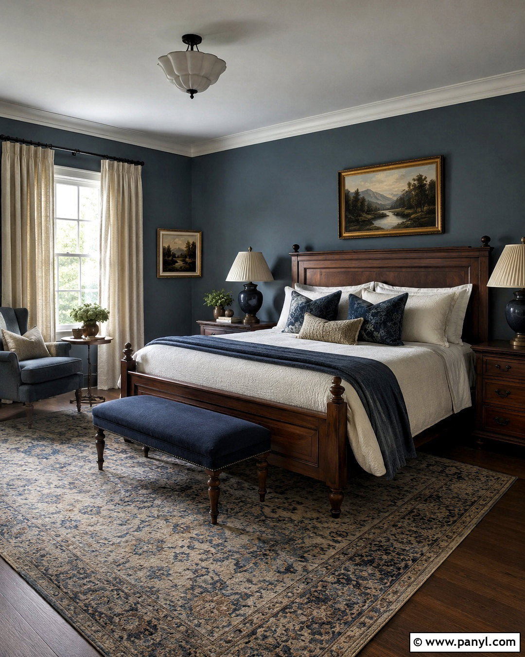 Dusky Blue Bedroom With Dark Wood - 20 dusky blue bedroom ideas
