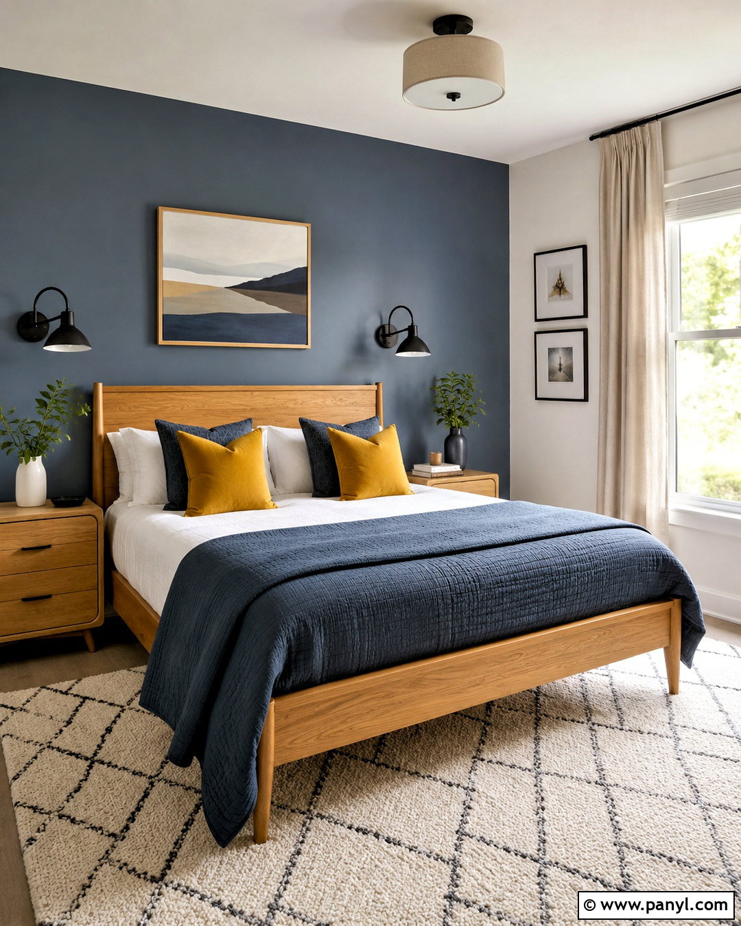Dusky Blue Bedroom With Mustard Yellow - 20 dusky blue bedroom ideas