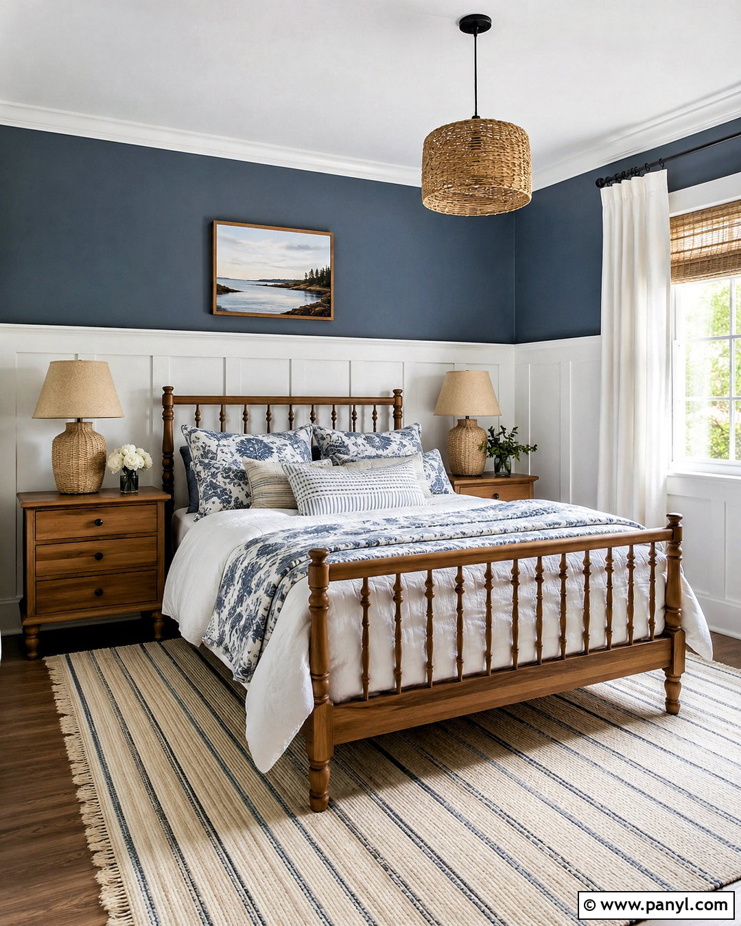 Dusky Blue Bedroom With White Paneling - 20 dusky blue bedroom ideas