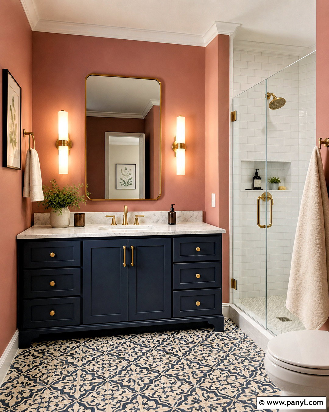 Dusky Pink And Navy Bathroom - 20 dusky pink bathroom ideas