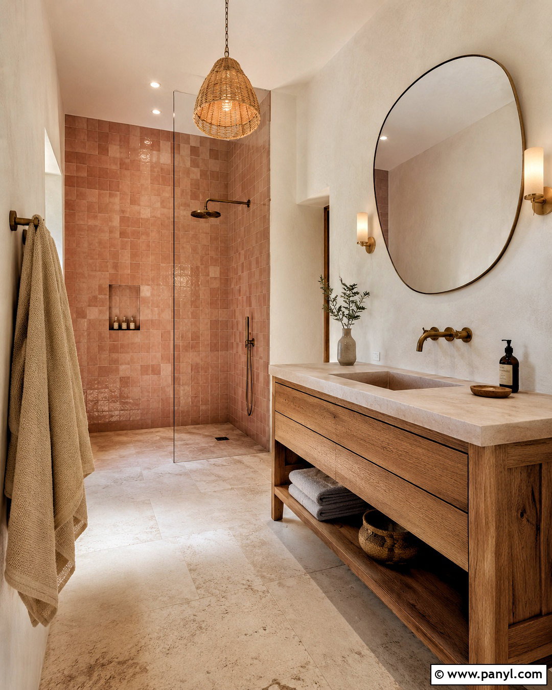 Dusky Pink Zellige Bathroom - 20 dusky pink bathroom ideas