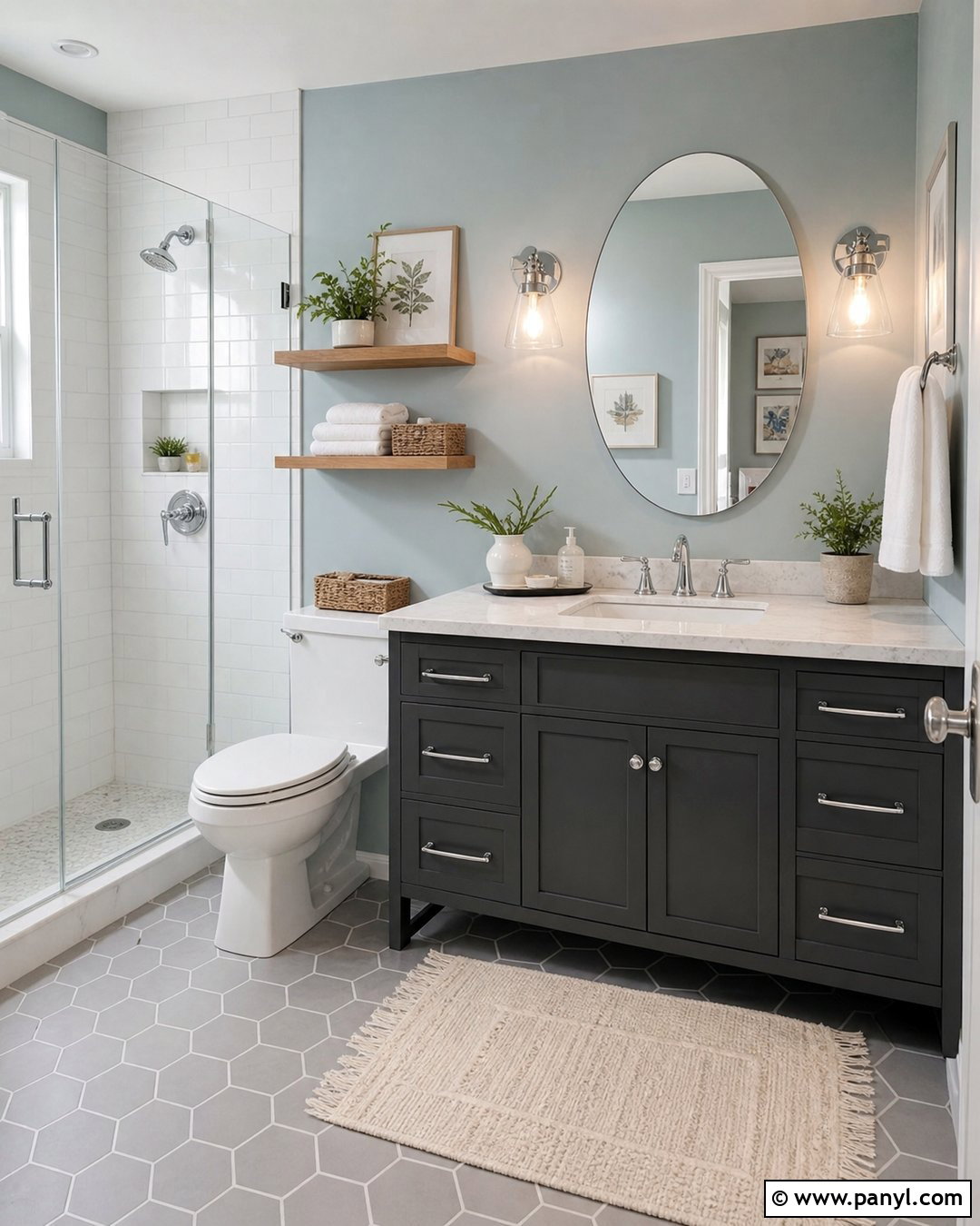 Dusty Aqua Bathroom Walls - 35 grey vanity bathroom wall colors