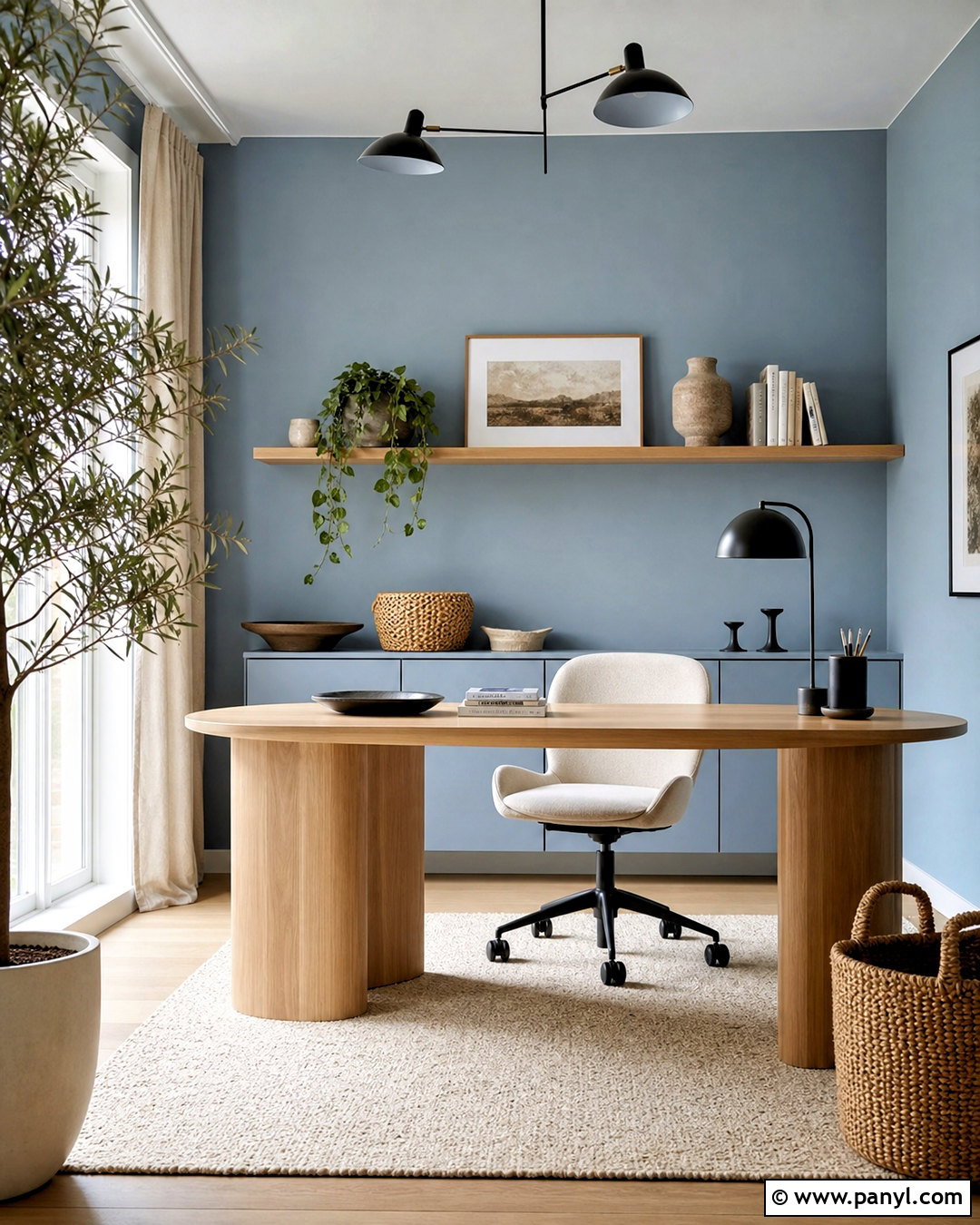 Dusty Blue Accent Wall Office - 20 blue accent wall office ideas