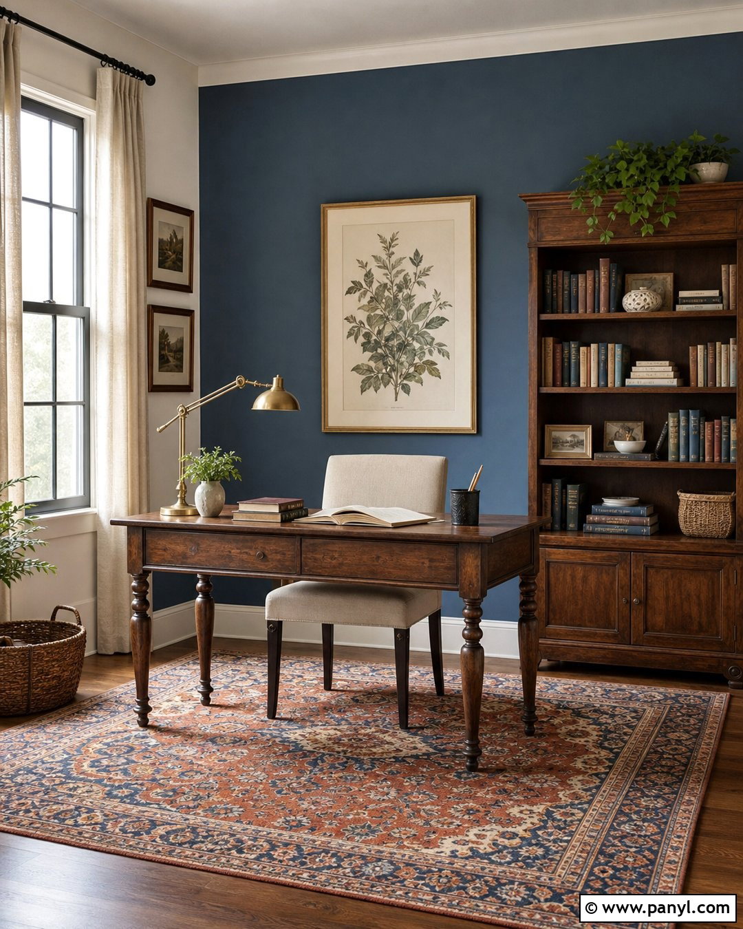 Dusty Blue Accent Wall Study Room - 20 Blue Accent Wall Study Room Ideas