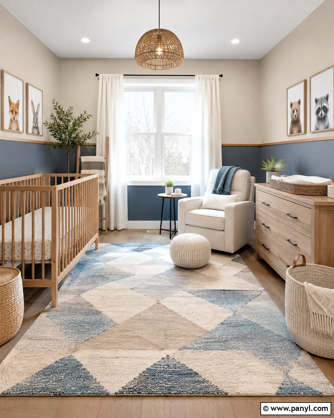Dusty Blue And Beige Split Painted Nursery Walls - 35 Split Painted Walls