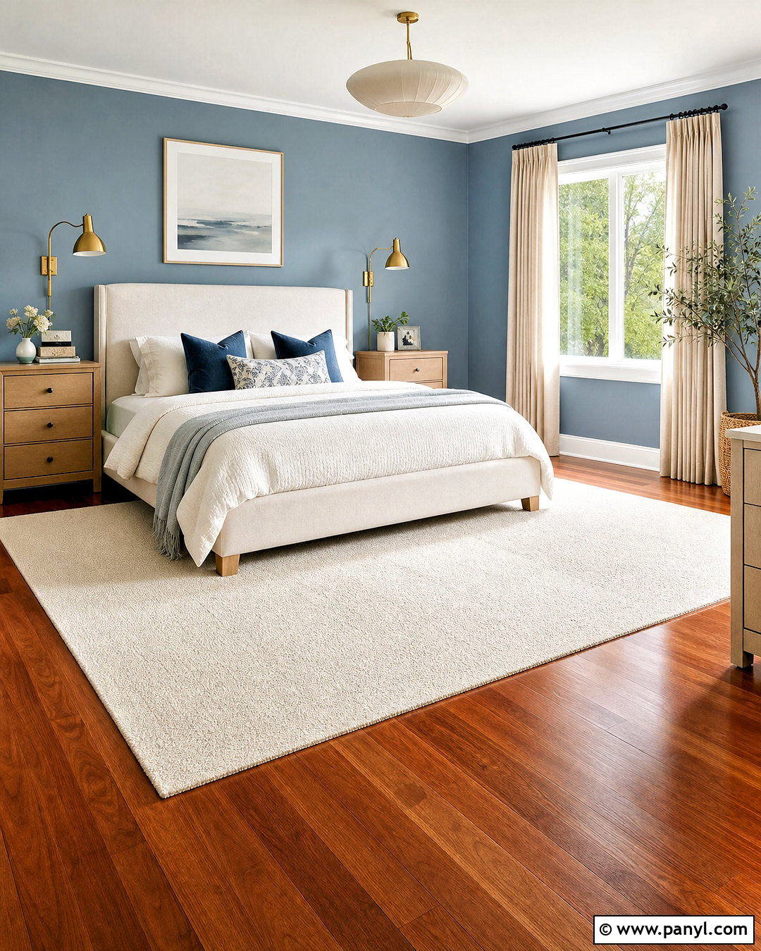 Dusty Blue And Cream With Cherry Wood Floors - 20 cherry wood floors color schemes