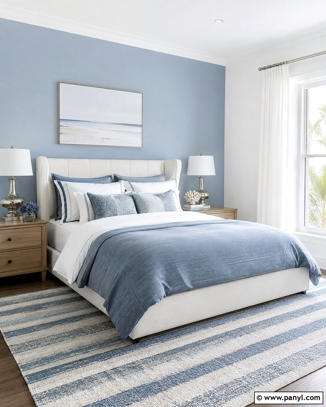 Dusty Blue And Crisp White Interior Walls - 20 Colour Combination For Interior Walls