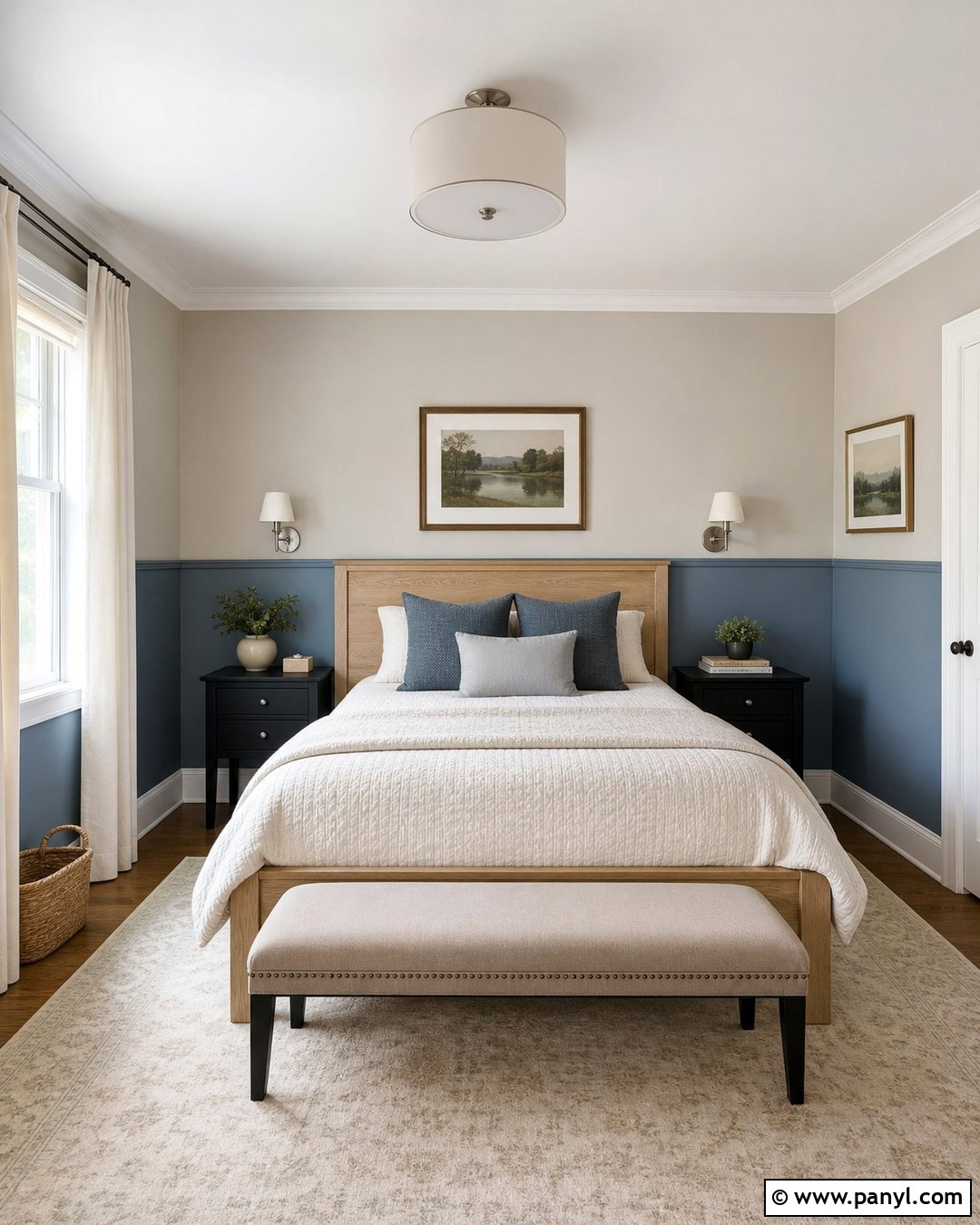 Dusty Blue And Greige Two Tone Wall - 35 2 Tone Wall Paint Ideas