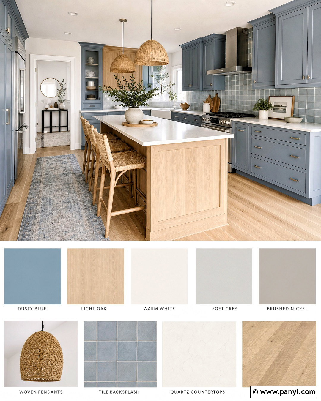 Dusty Blue And Light Oak Kitchen Palette - 20 kitchen colour palettes