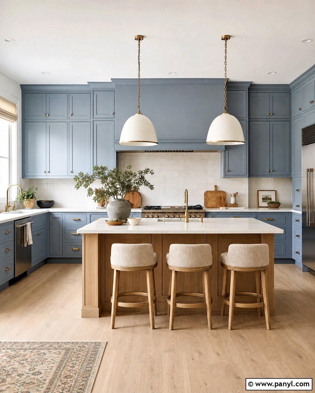 Dusty Blue And Light Oak Kitchen - 20 kitchen colours ideas