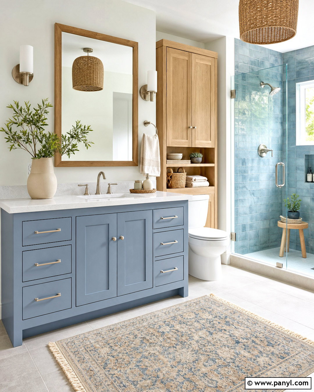 Dusty Blue And Natural Wood Bathroom - 20 bathroom color schemes blue ideas