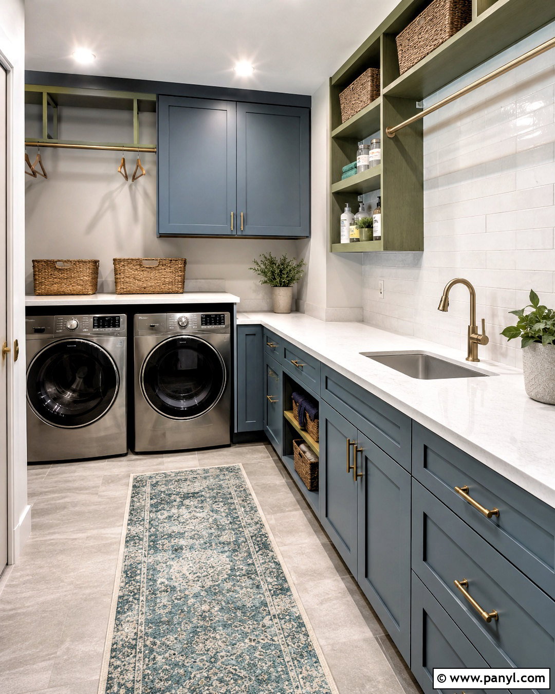 Dusty Blue And Olive Green Laundry Room - 20 blue and green interior design ideas