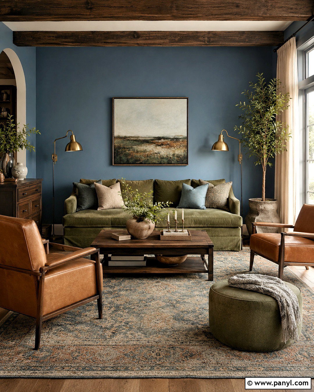 Dusty Blue And Olive Green Living Room - 20 blue and green living room color scheme ideas