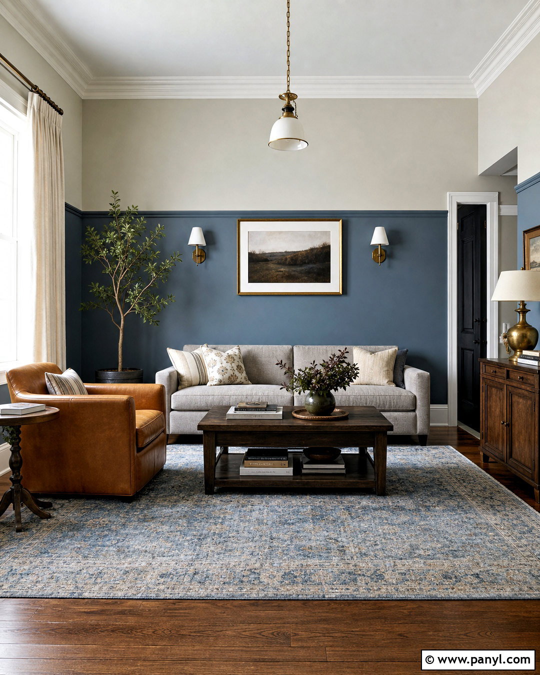 Dusty Blue And Pale Gray Two Tone Living Room Walls - 20 two tone living room walls