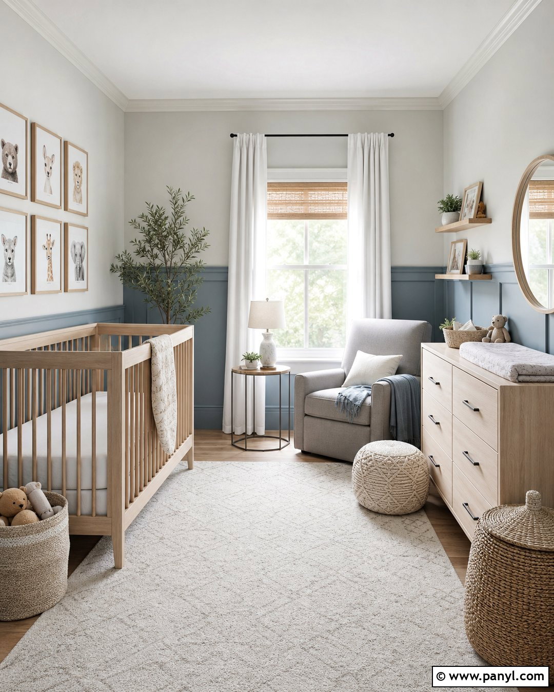 Dusty Blue And Soft Gray Two Color Wall - 25 2 Color Wall ideas